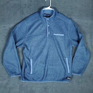 Eddie Bauer Sweater Men’s XL Knit Pullover 1/4 Snap Mock Neck Blue
